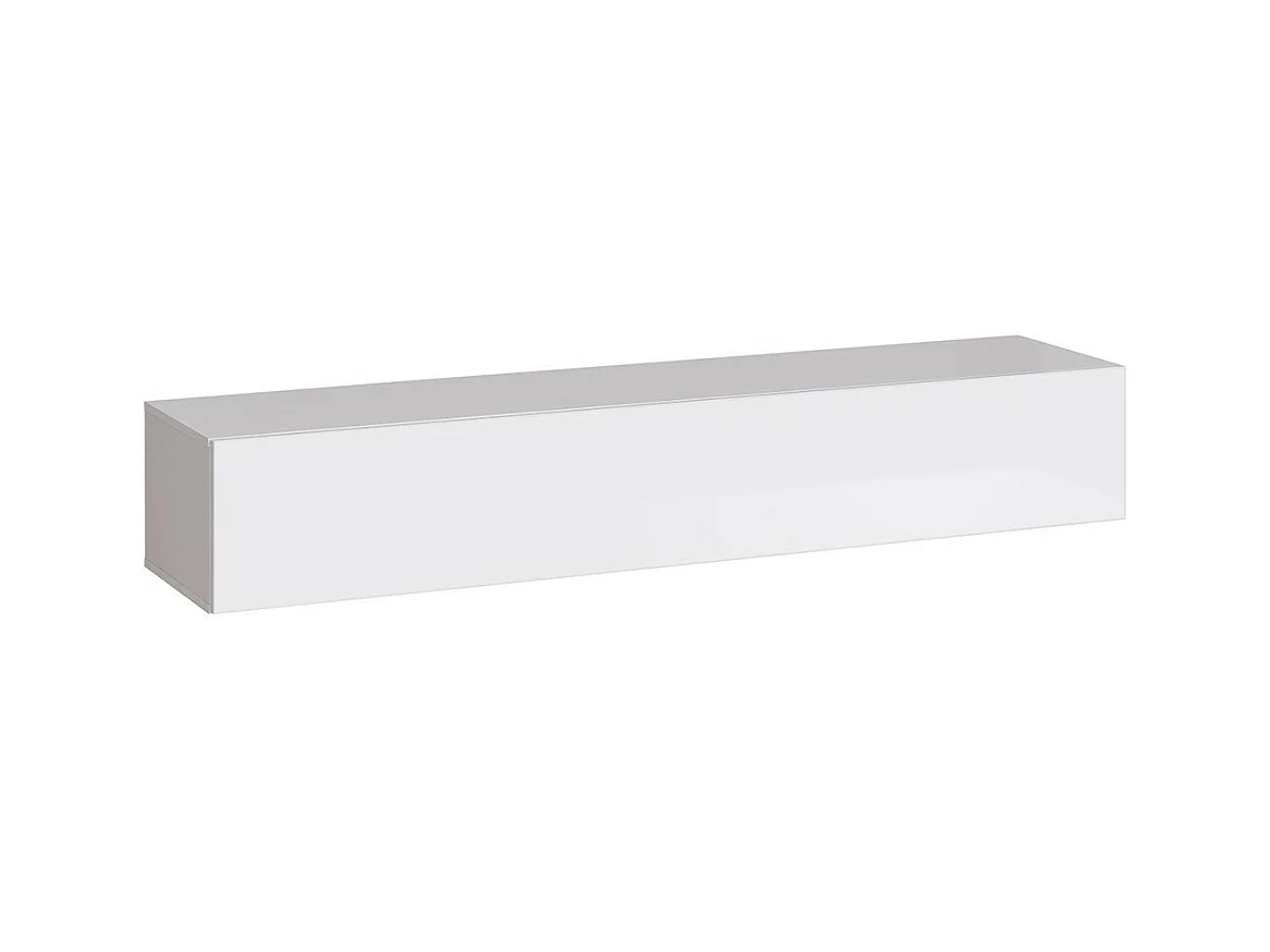 Meuble TV suspendu 180 cm – Blanc – Collection SWITCH – Finitions brillantes – Design moderne