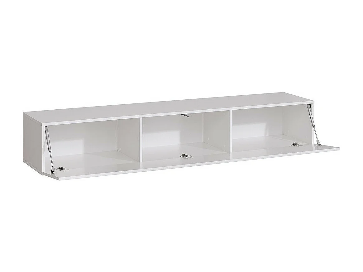 Meuble TV suspendu 180 cm – Blanc – Collection SWITCH – Finitions brillantes – Design moderne