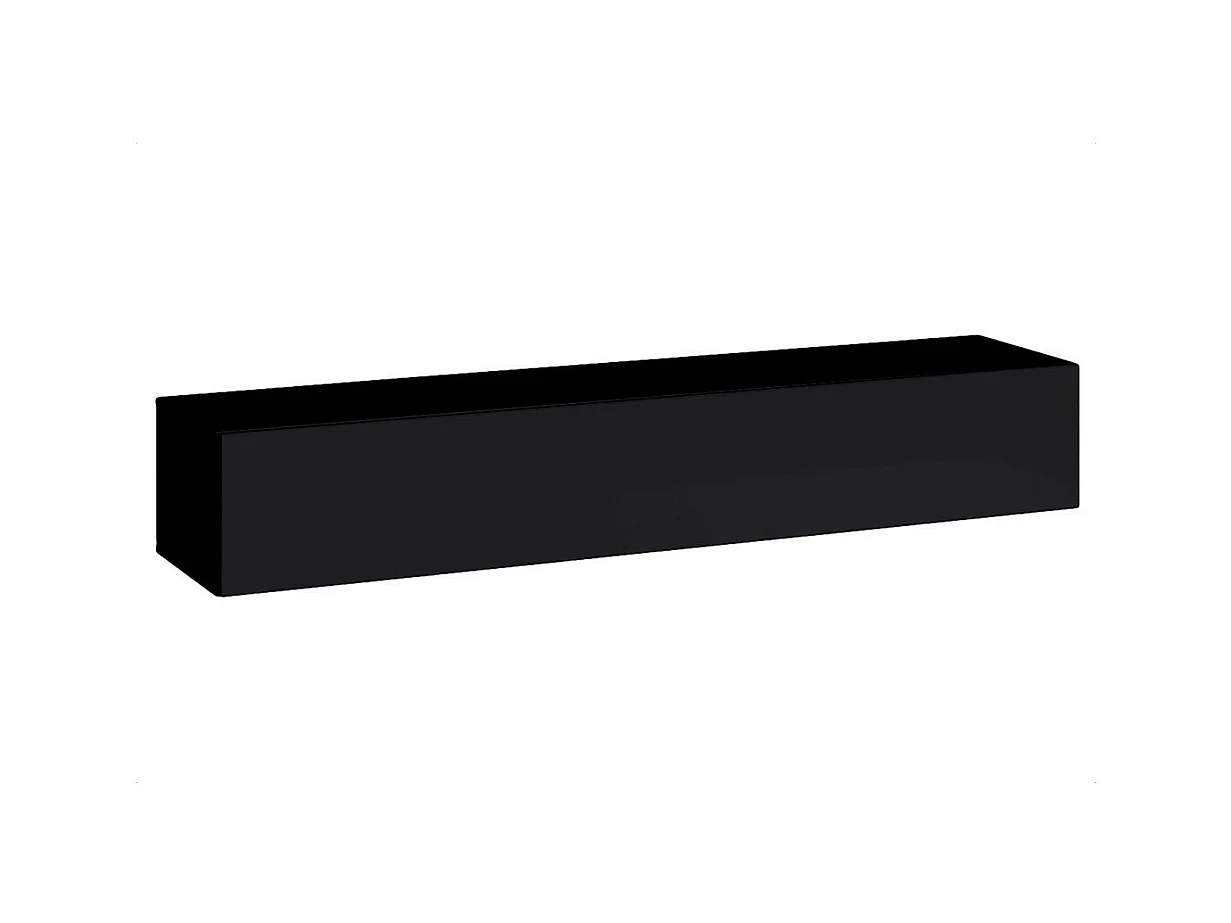 Meuble TV suspendu 180cm coloris noir collection SWITCH. Finitions brillantes.