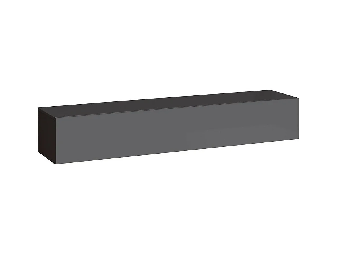 Meuble TV suspendu 180 cm – Gris – Collection SWITCH – Finitions brillantes – Design moderne