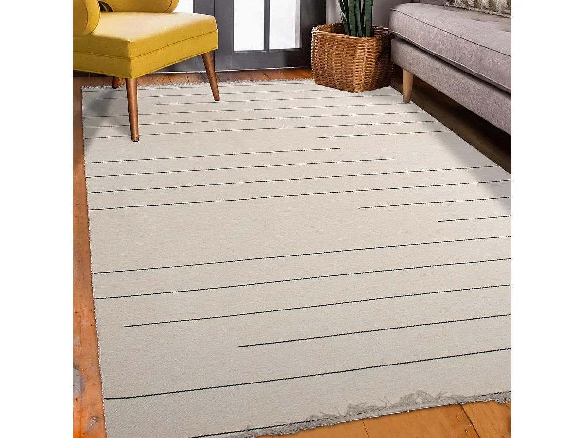 tappeto da soggiorno 160x230 realizzato a mano in lana beige rettangolo modello semplice NIMBUS