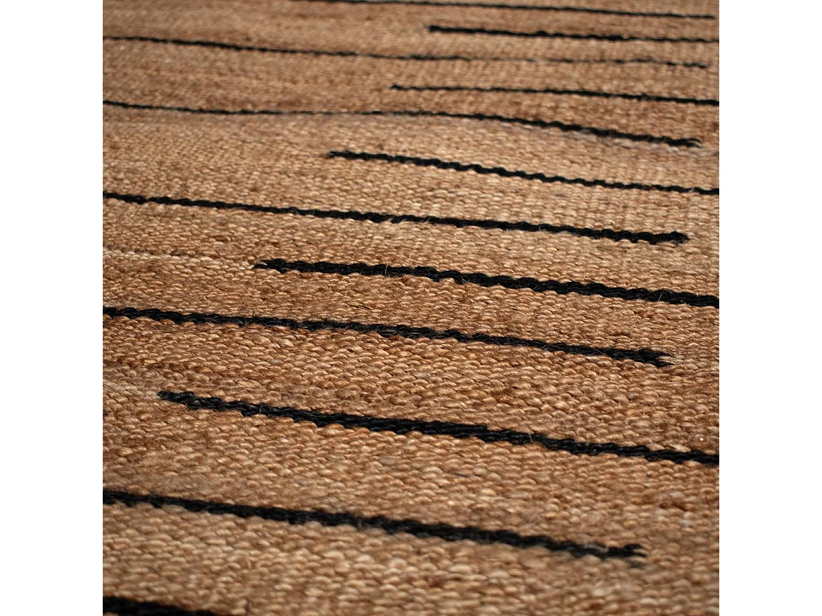 Tapis jute 200x300 fait main marron et noir TASNIM