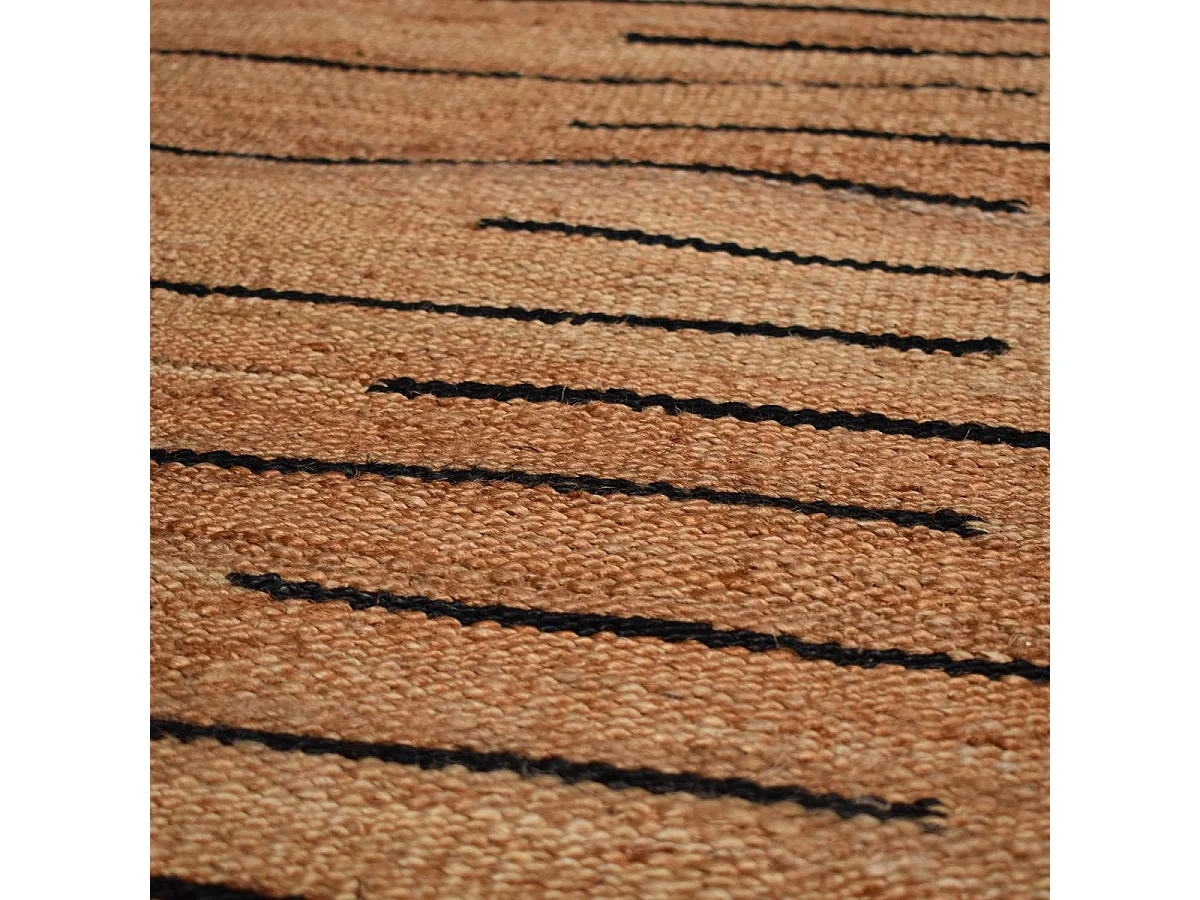Tappeto TASNIM fatto a mano in iuta marrone e nero 200x300