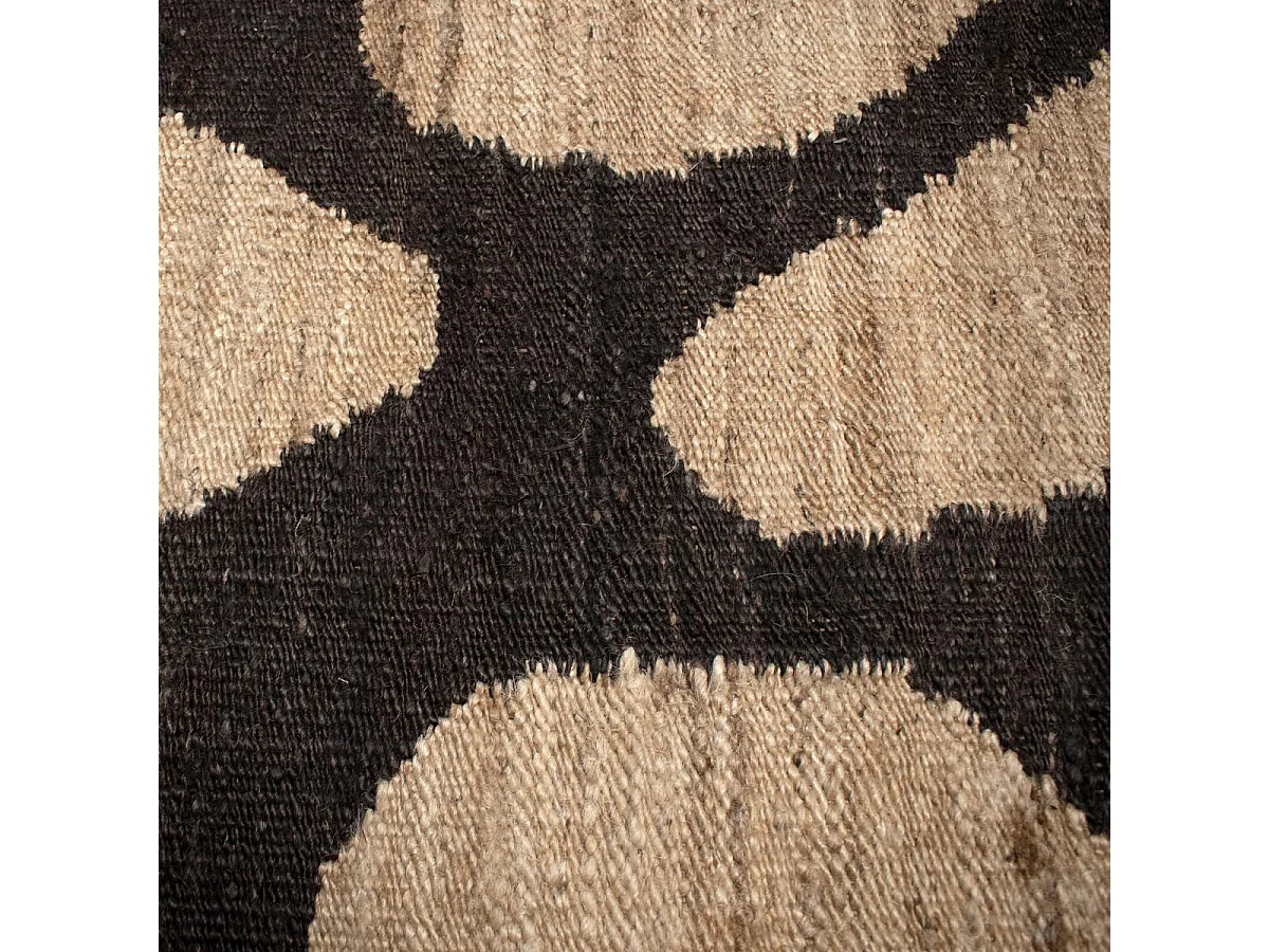 Tapis jute 200x300 fait main beige et noir DUSKIA