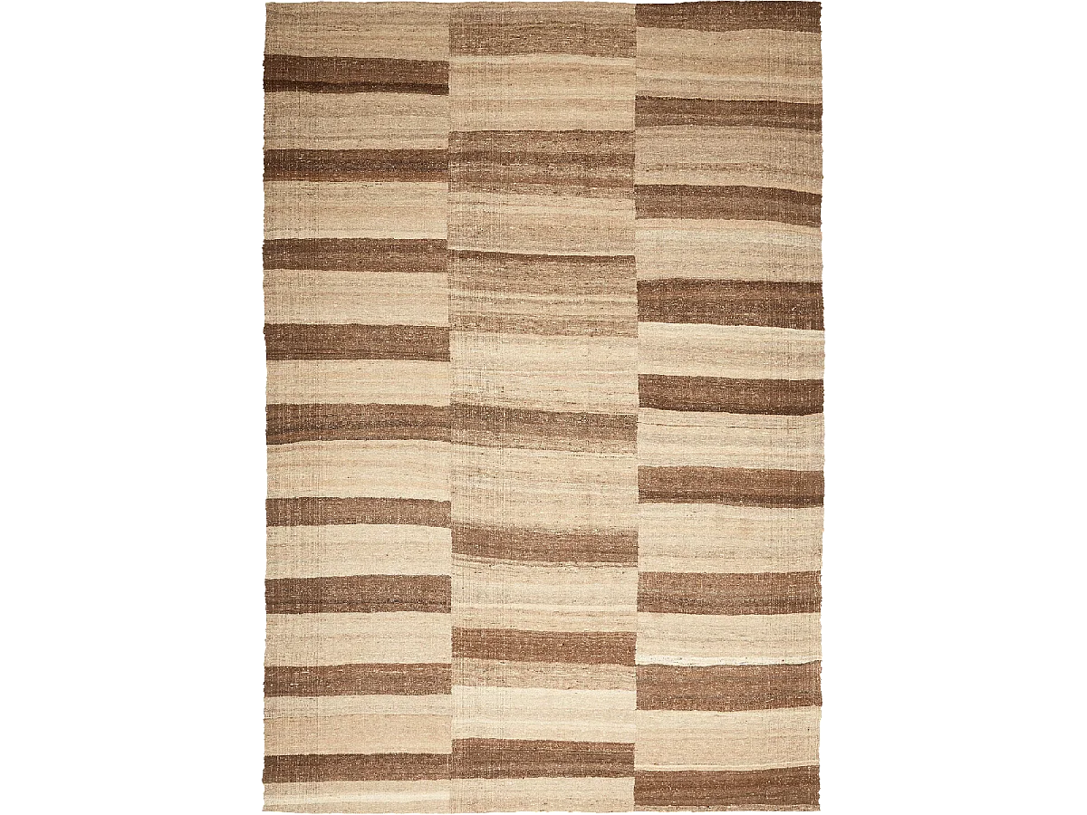 Autentico tappeto orientale 200x300 kilim fatto a mano in lana marrone e beige ANTIK 1