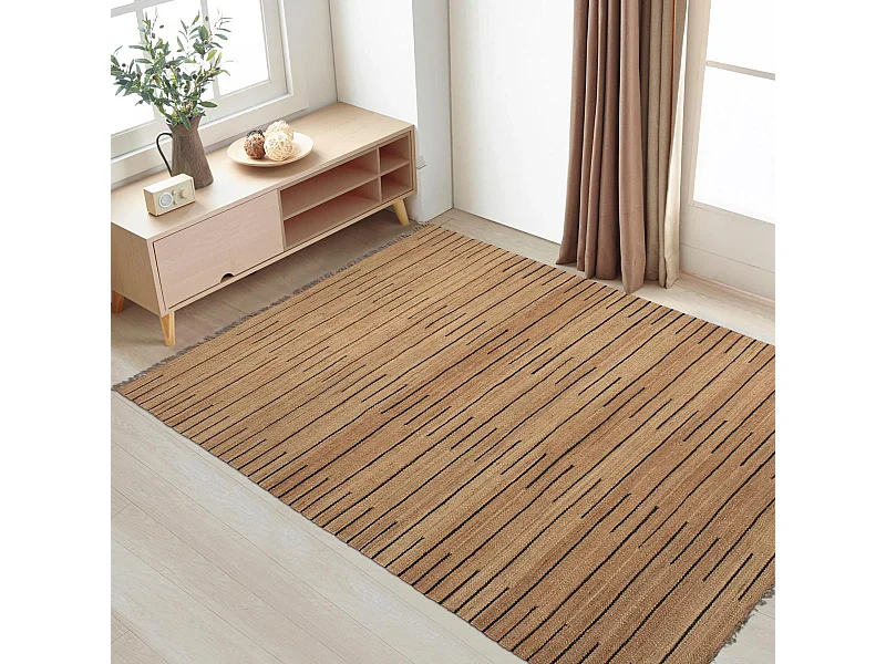 Tapis jute 160x230 fait main marron et noir TASNIM