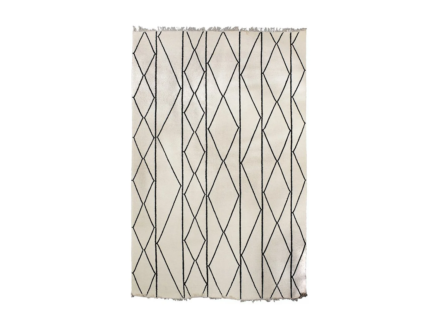 tapis chambre 120x180 fait main en laine beige et noir rectangle motif scandinave