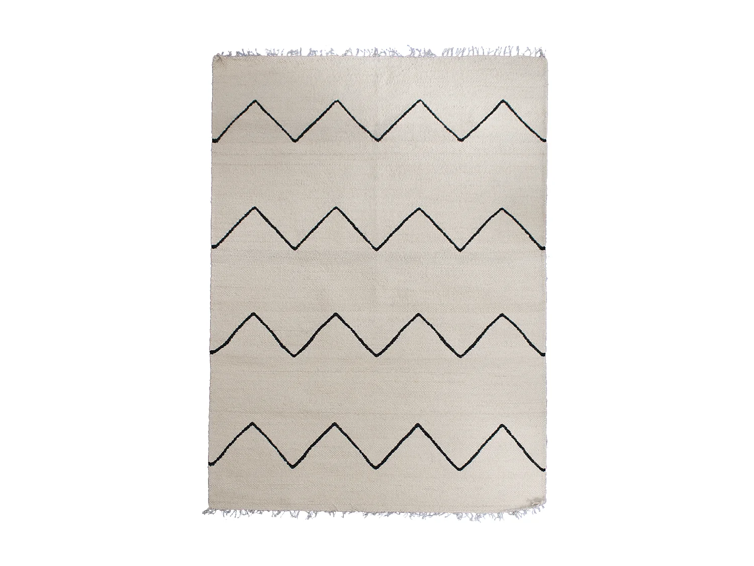 tapis salle à manger 200x300 fait main en laine beige et noir motif berbère