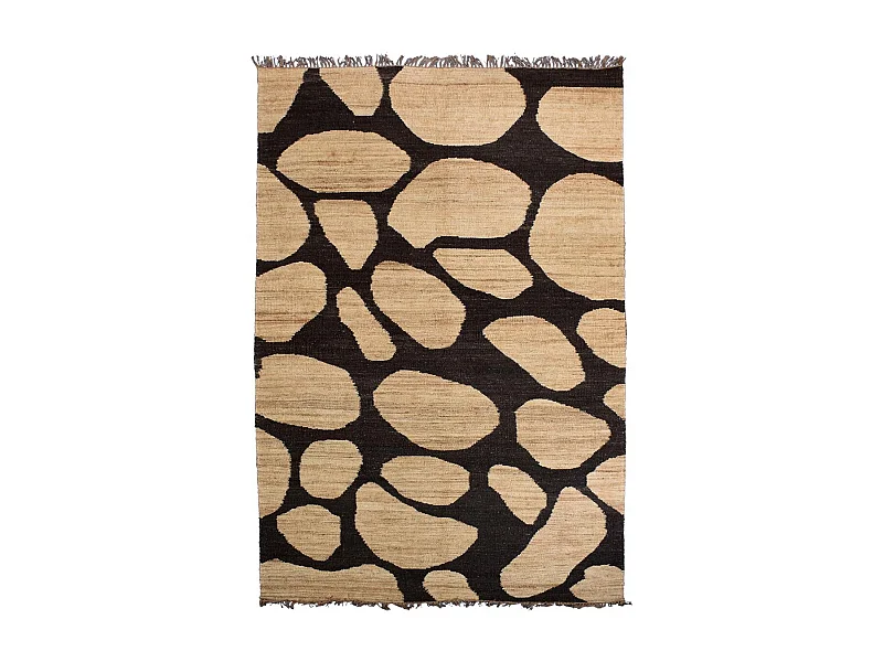 DUSKIA tappeto fatto a mano in iuta beige e nera 160x230