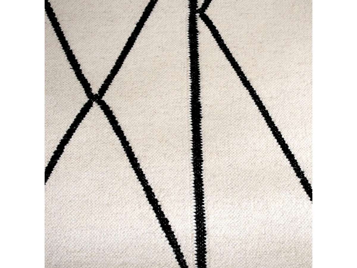 tapis grand salon 250x350 fait main en laine beige et noir motif scandinave