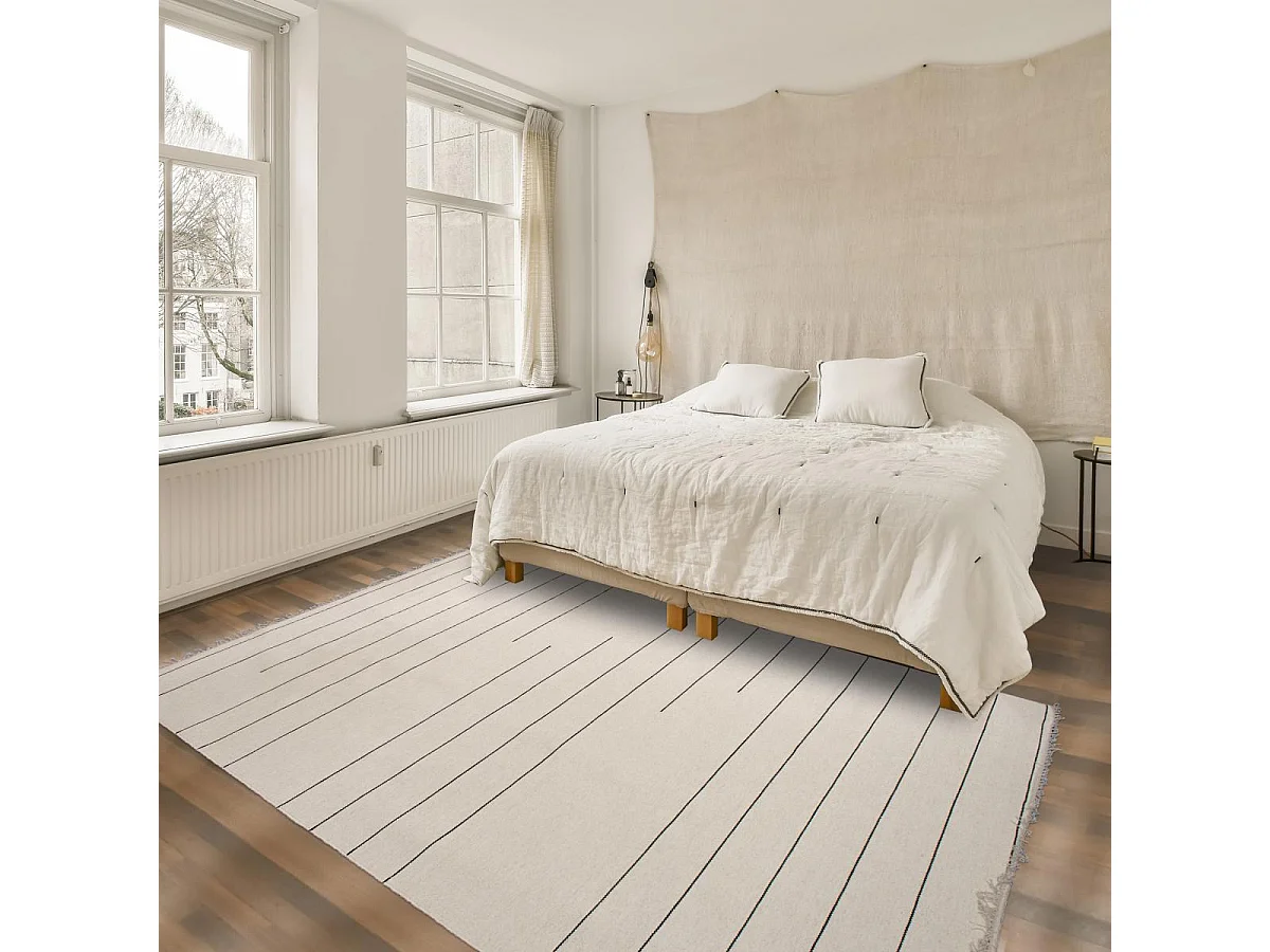 tappeto da soggiorno ampio 250x350 realizzato a mano in lana beige rettangolo modello semplice NIMBUS