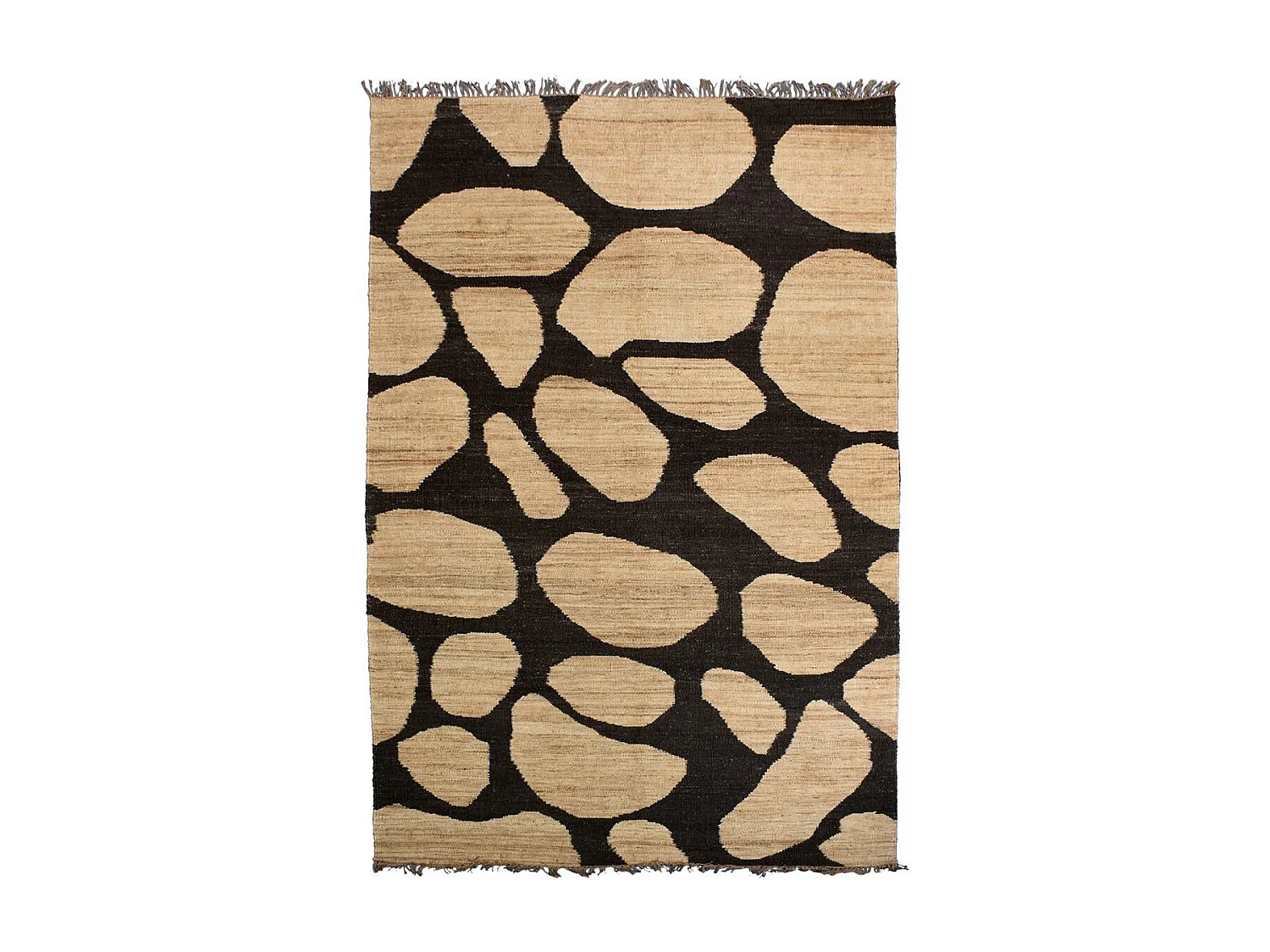 Tapis jute 120x180 fait main beige et noir DUSKIA