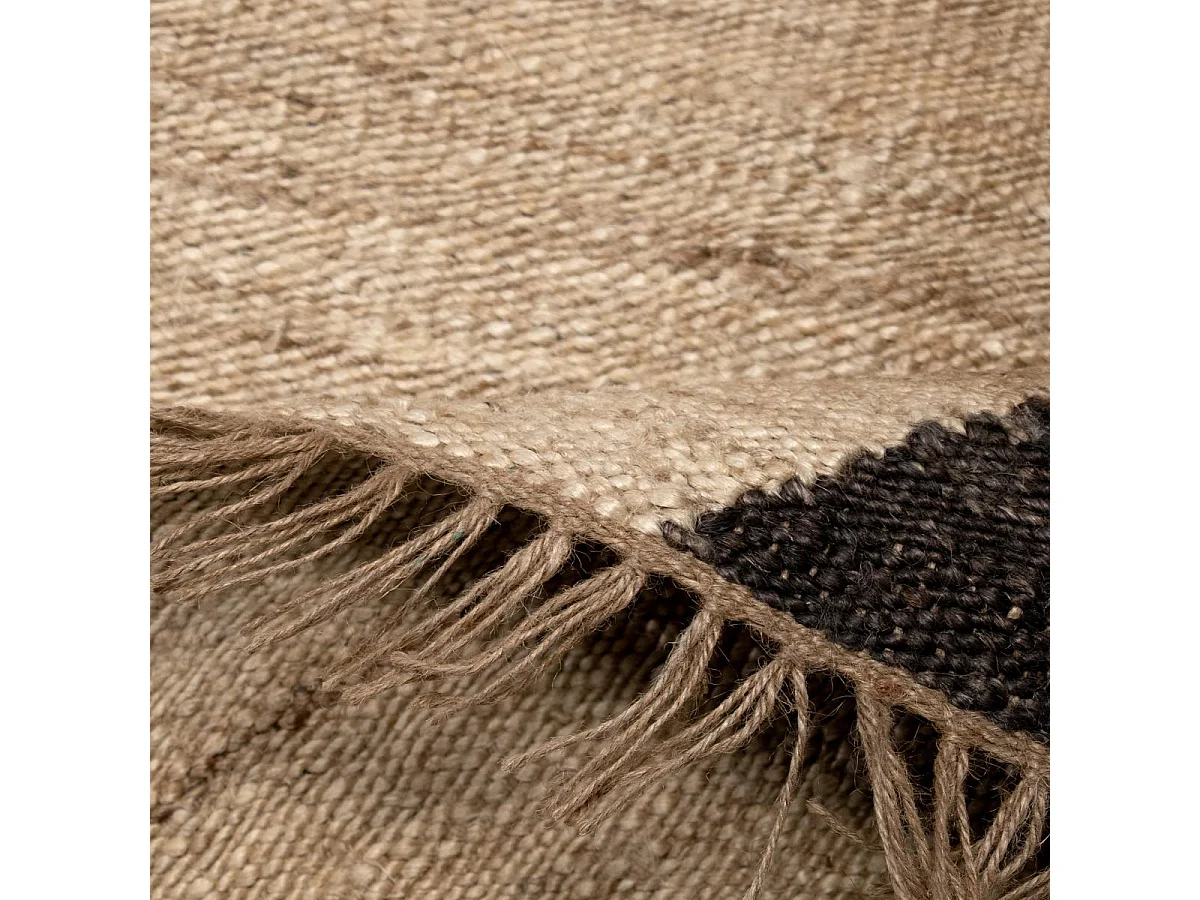 DUSKIA tappeto fatto a mano in iuta beige e nera 120x180