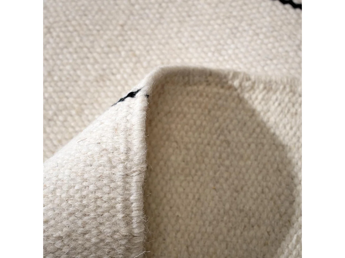 Tappeto per sala da pranzo fatto a mano 200x300 in lana beige a rettangolo modello semplice
