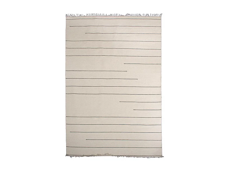 Tappeto per sala da pranzo fatto a mano 200x300 in lana beige a rettangolo modello semplice