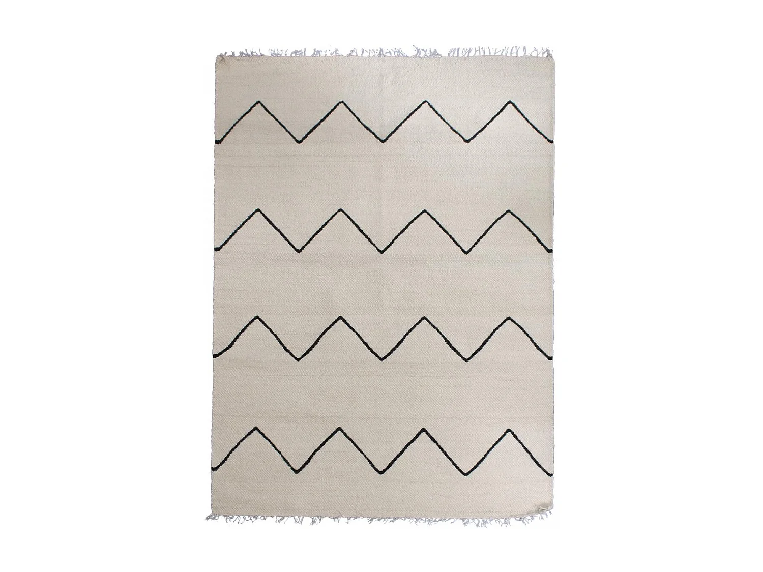 tapis salon 160x230 fait main en laine beige et noir rectangle motif berbère