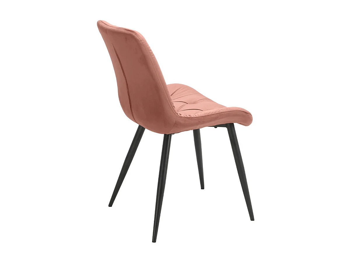 Lot de 2 chaises capitonnées velours rose et pieds métal noir - STAN