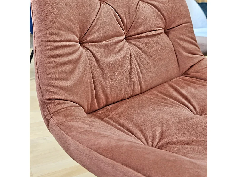 Lot de 2 chaises capitonnées velours rose et pieds métal noir - STAN