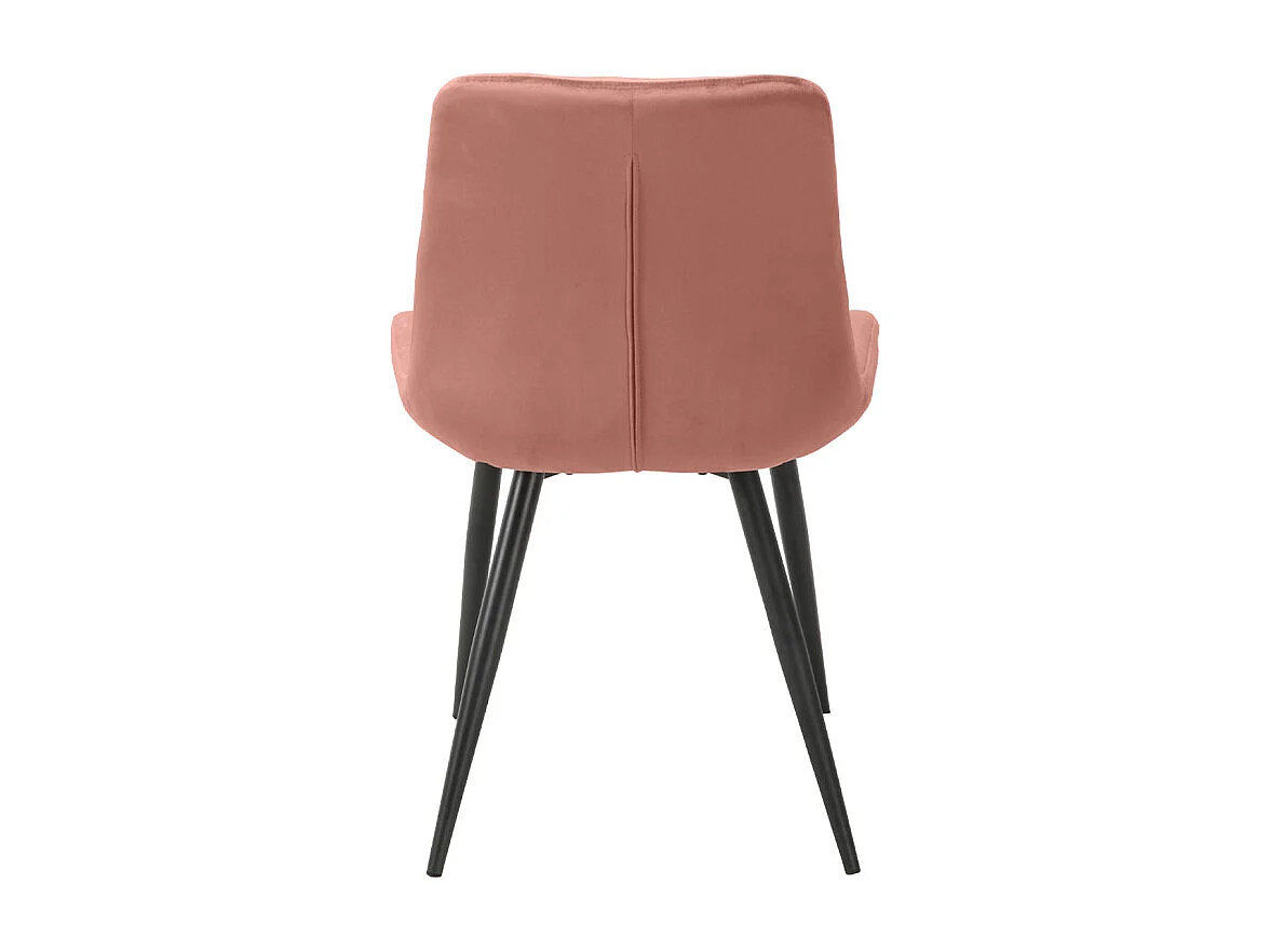 Lot de 2 chaises capitonnées velours rose et pieds métal noir - STAN