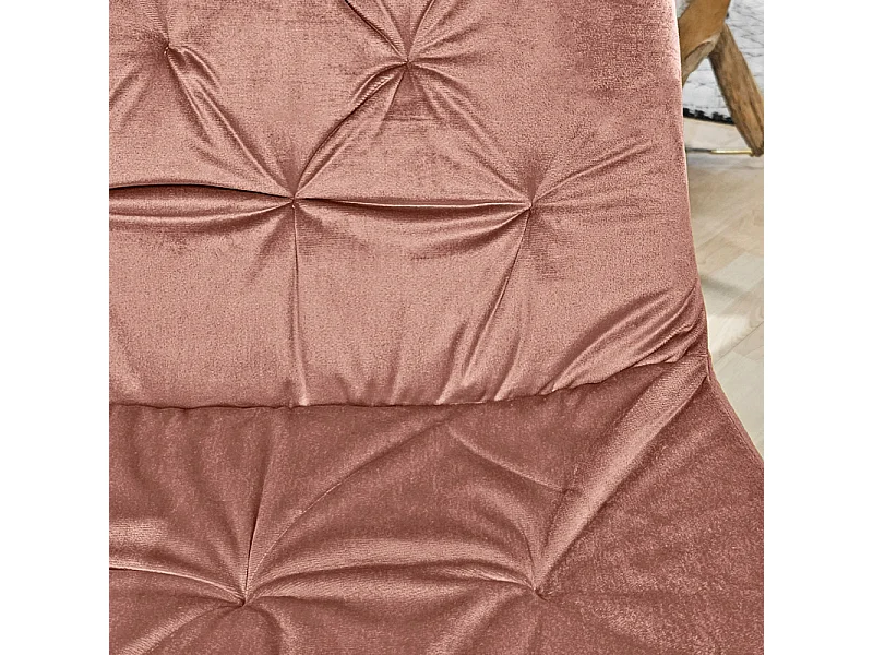 Lot de 2 chaises capitonnées velours rose et pieds métal noir - STAN