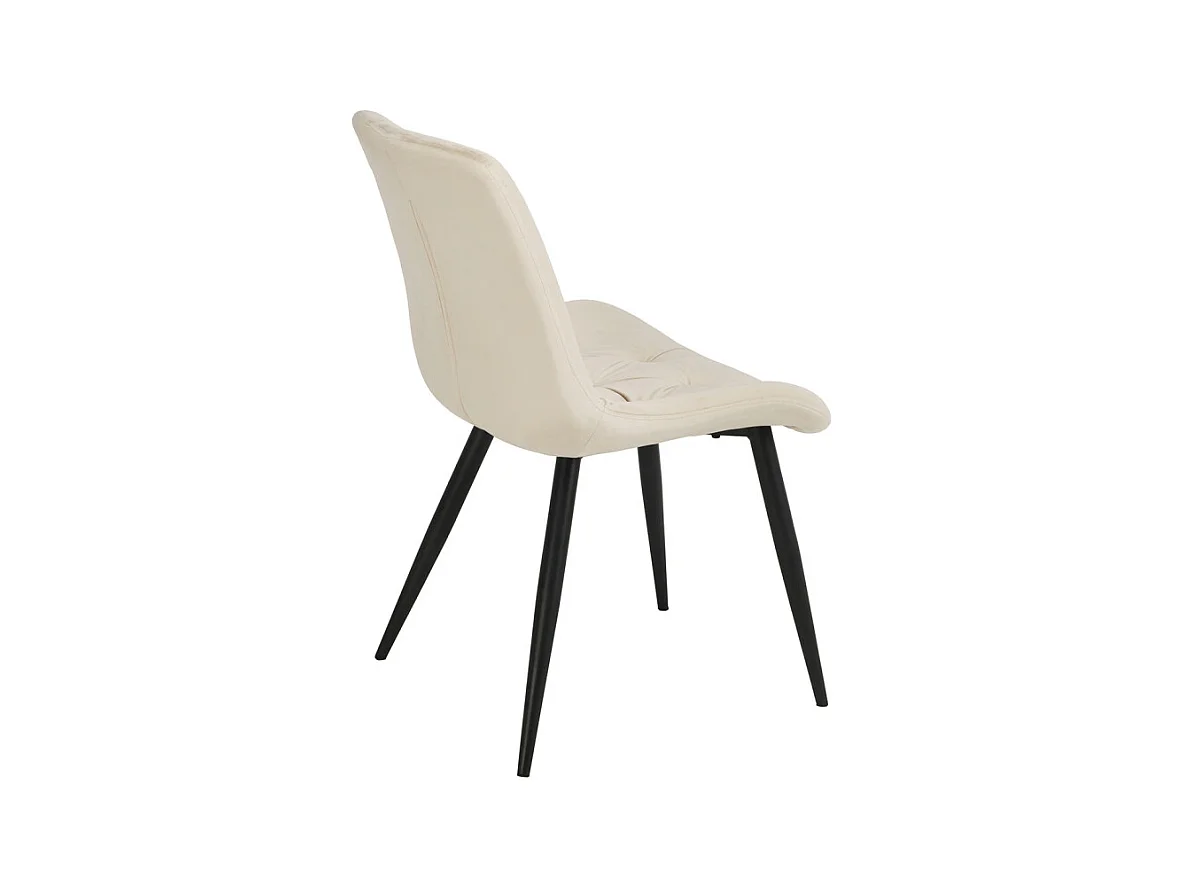 Lot de 2 chaises capitonnées velours écru et pieds métal noir - STAN