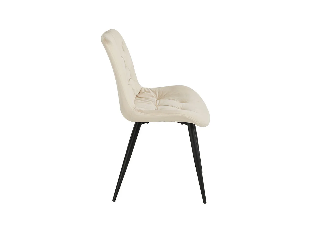 Lot de 2 chaises capitonnées velours écru et pieds métal noir - STAN