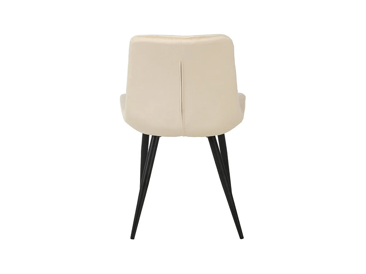 Lot de 2 chaises capitonnées velours écru et pieds métal noir - STAN