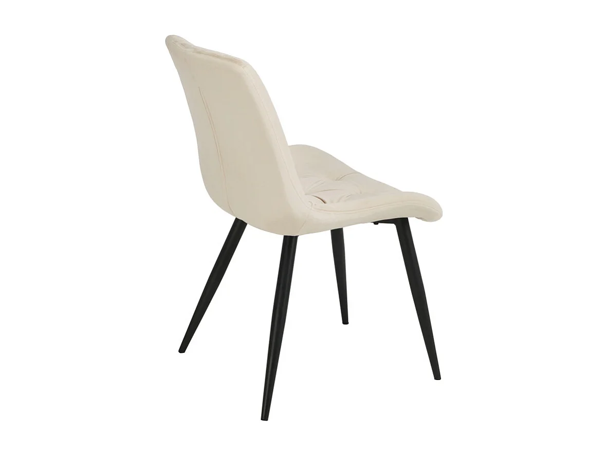 Lot de 2 chaises capitonnées velours écru et pieds métal noir - STAN