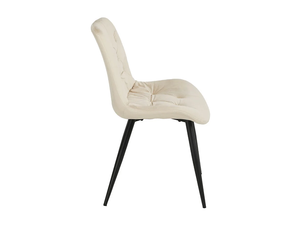 Lot de 2 chaises capitonnées velours écru et pieds métal noir - STAN