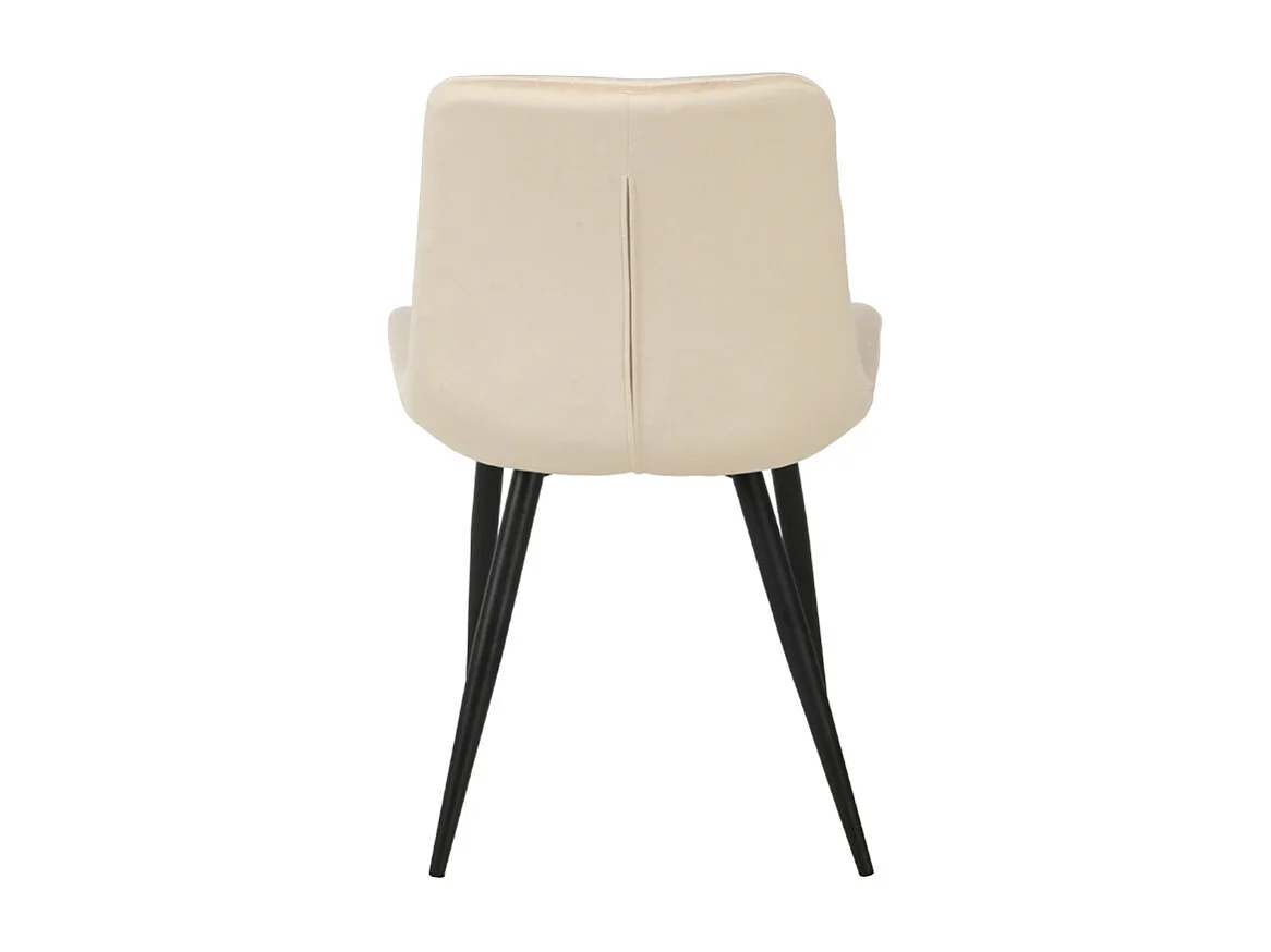 Lot de 2 chaises capitonnées velours écru et pieds métal noir - STAN