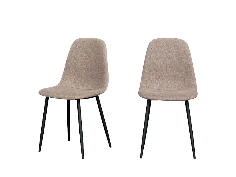 Stockholm - Lot de 2 chaises en tissu et métal - Taupe