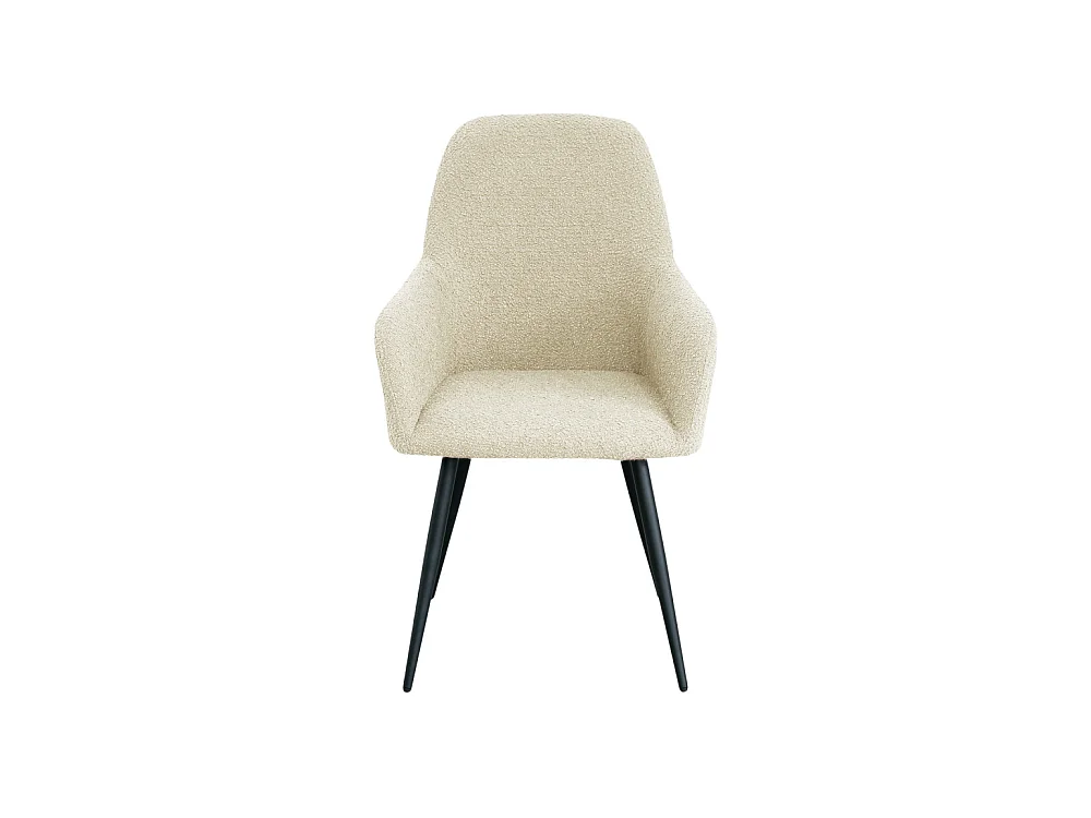 Harbo - Lot de 2 fauteuils de table en tissu bouclette et métal - Ecru