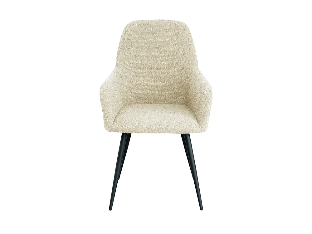 Harbo - Lot de 2 fauteuils de table en tissu bouclette et métal - Ecru