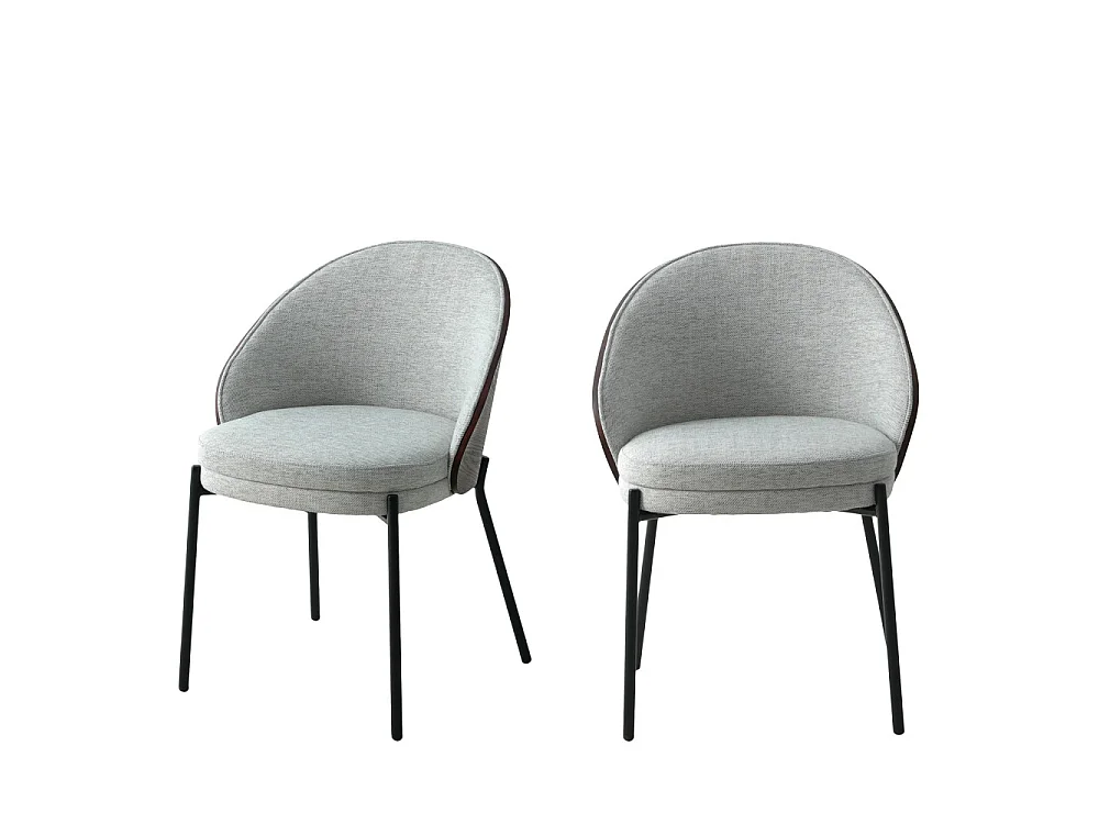 Canelas - Lot de 2 chaises en tissu et métal - Gris clair
