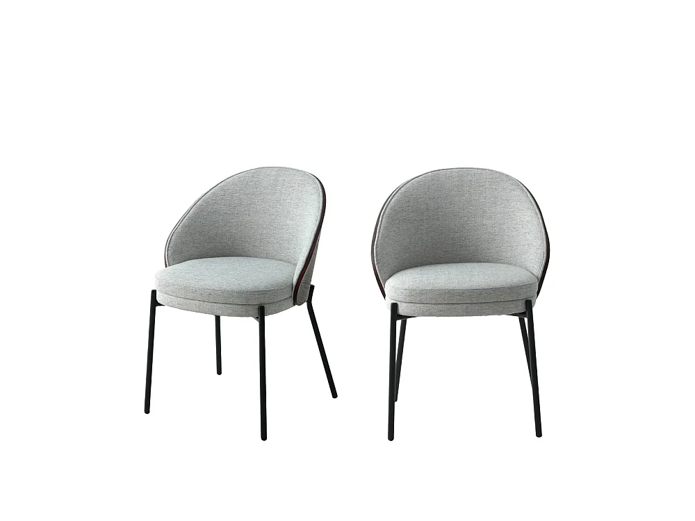 Canelas - Lot de 2 chaises en tissu et métal - Gris clair