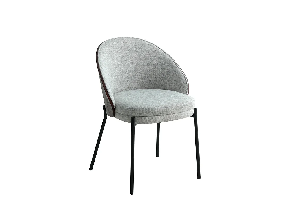 Canelas - Lot de 2 chaises en tissu et métal - Gris clair