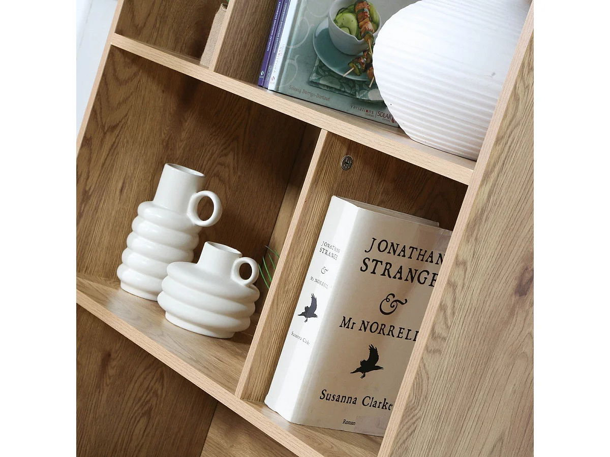 Boekenkast - 6 Vakken en 2 Deuren - Natuurlijk Rotan - L80 x H175 cm - JAYA