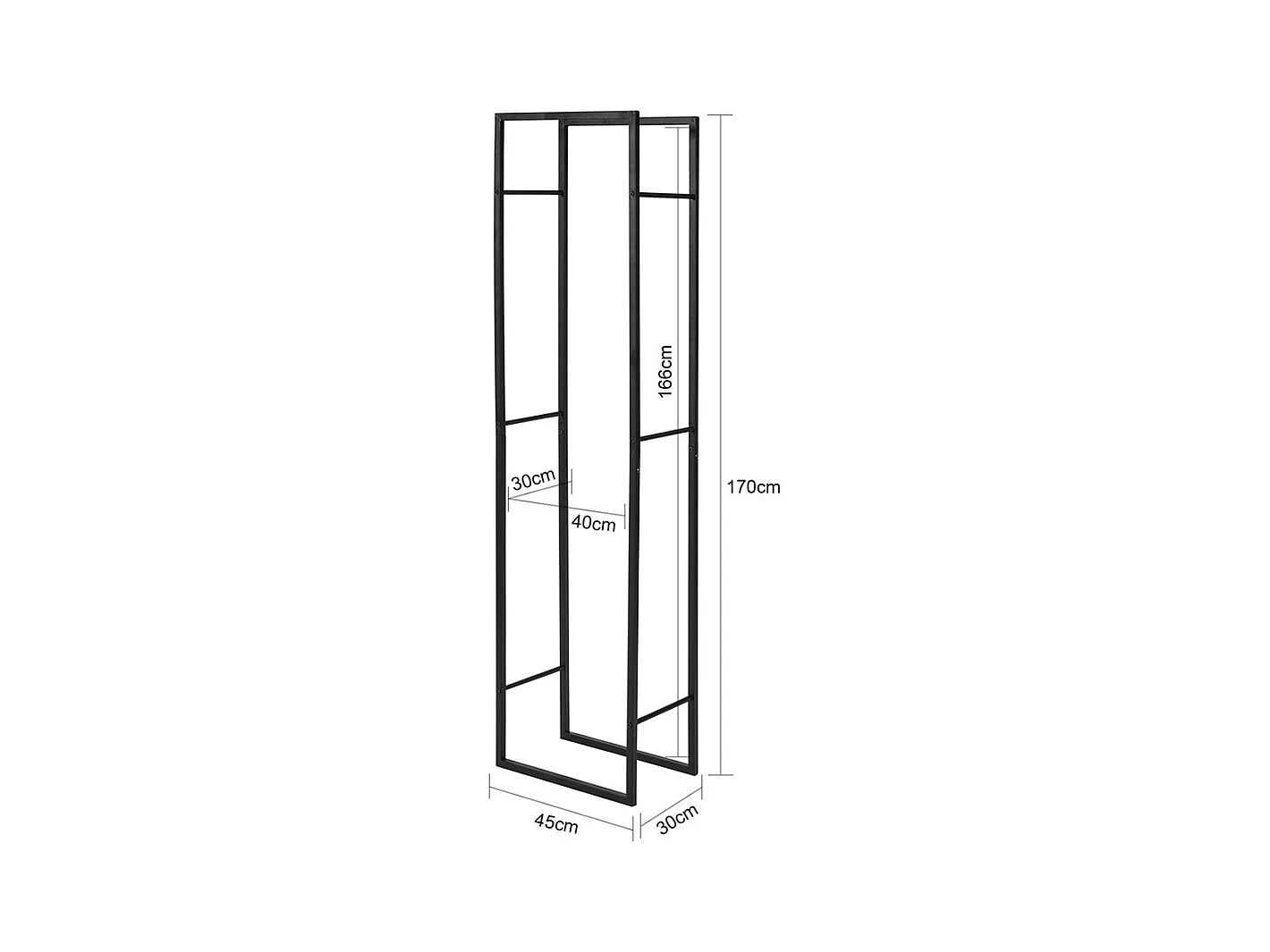 SoBuy SDA03-SCH Haardhouthouder Massief metalen logrek Antraciet brandhoutrek Grote capaciteit Logboekrek Binnen Buiten - 45 x 30 x 170 cm