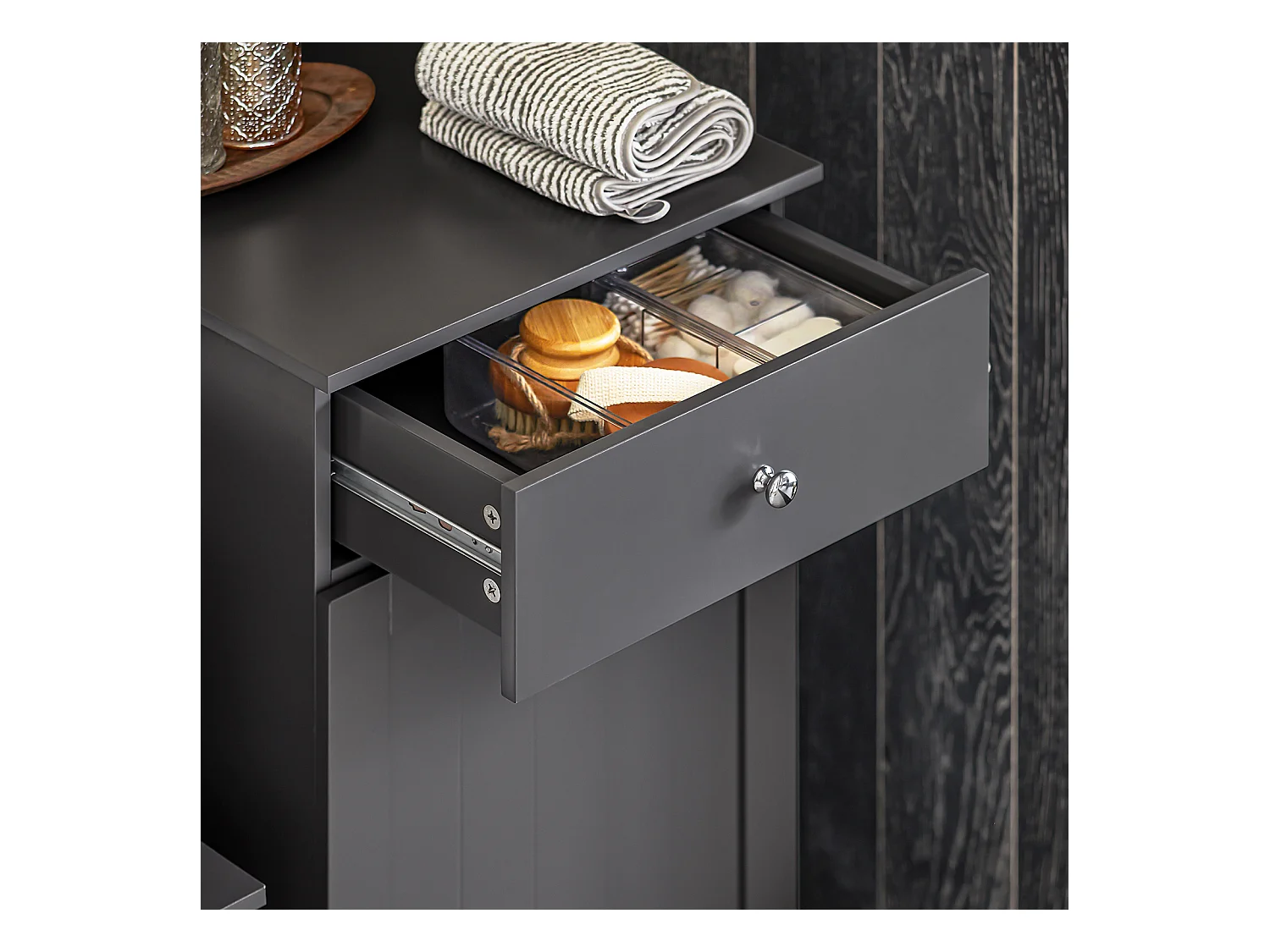 SoBuy SDA03-SCH Haardhouthouder Massief metalen logrek Antraciet brandhoutrek Grote capaciteit Logboekrek Binnen Buiten - 45 x 30 x 170 cm