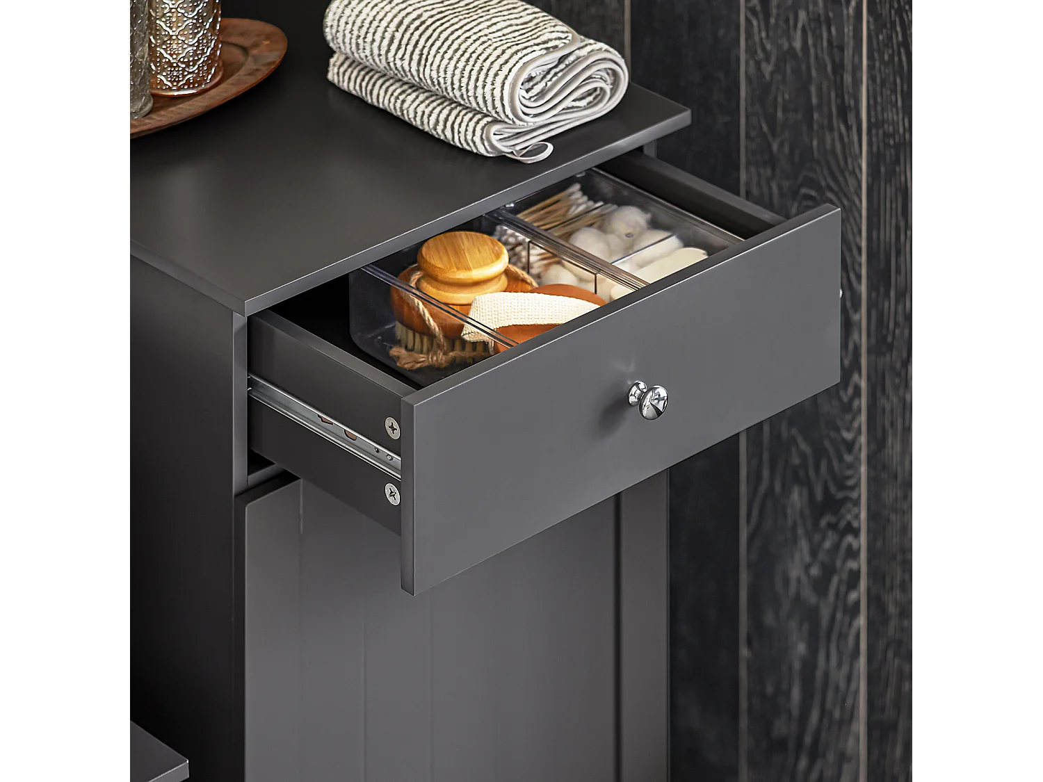 SoBuy SDA03-SCH Haardhouthouder Massief metalen logrek Antraciet brandhoutrek Grote capaciteit Logboekrek Binnen Buiten - 45 x 30 x 170 cm