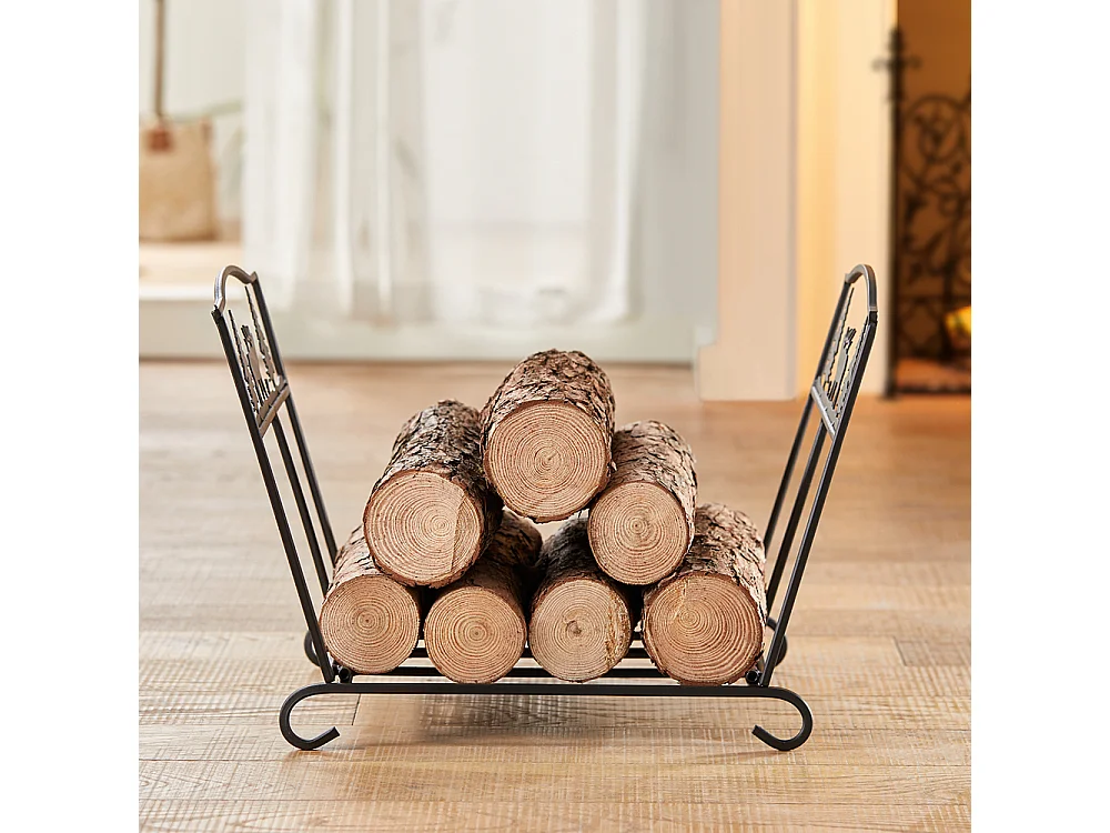 SoBuy Opvouwbare Open Haard Servant Elk Opvouwbare Hout Houder Antraciet Grote Capaciteit - L57 x D32 x H36 cm, SDA05-SCH