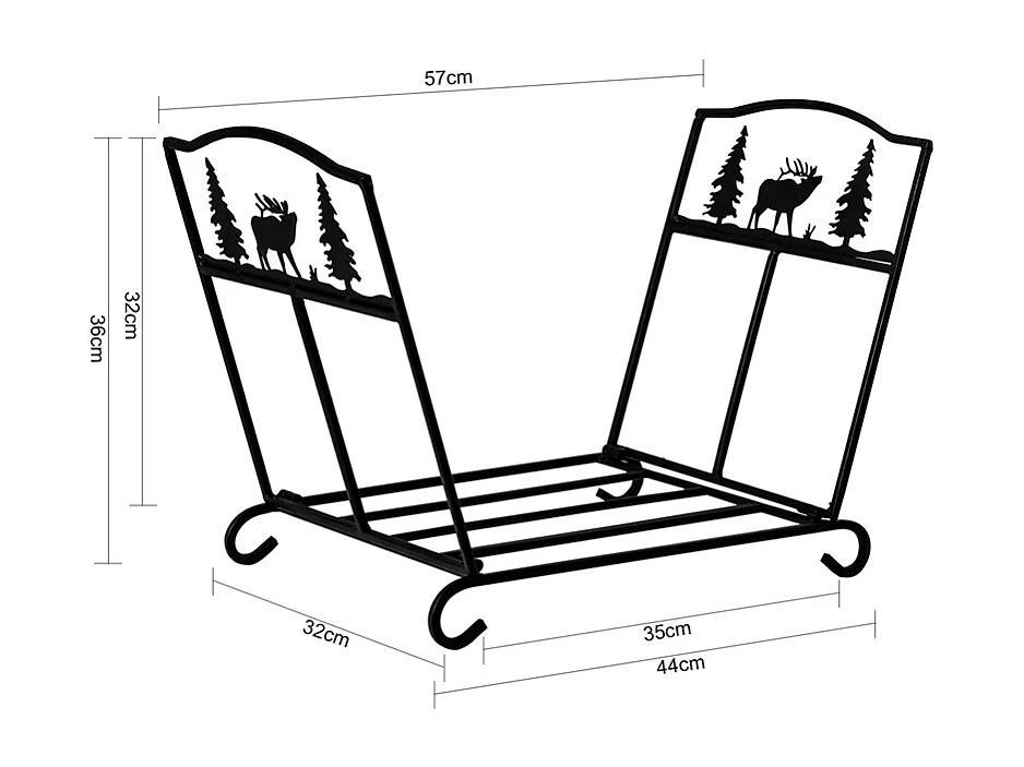 SoBuy Opvouwbare Open Haard Servant Elk Opvouwbare Hout Houder Antraciet Grote Capaciteit - L57 x D32 x H36 cm, SDA05-SCH