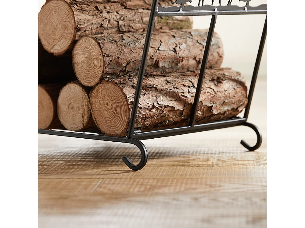 SoBuy Opvouwbare Open Haard Servant Elk Opvouwbare Hout Houder Antraciet Grote Capaciteit - L57 x D32 x H36 cm, SDA05-SCH