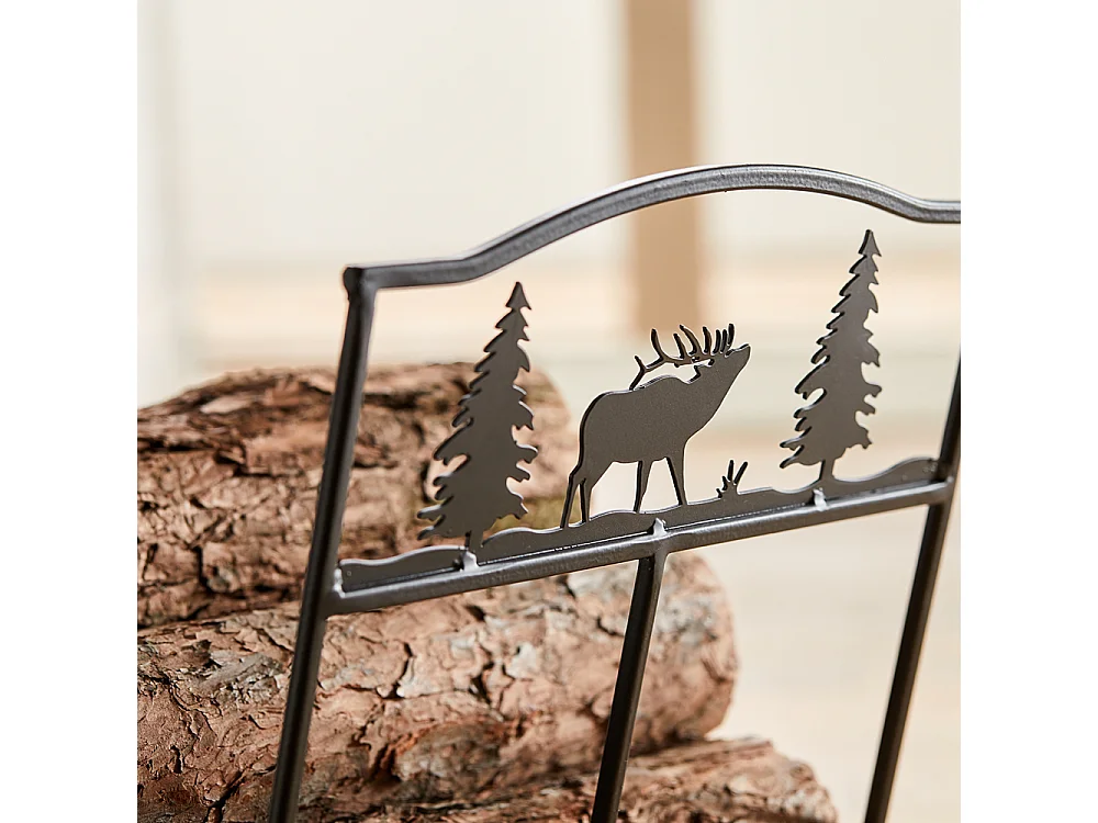 SoBuy Opvouwbare Open Haard Servant Elk Opvouwbare Hout Houder Antraciet Grote Capaciteit - L57 x D32 x H36 cm, SDA05-SCH