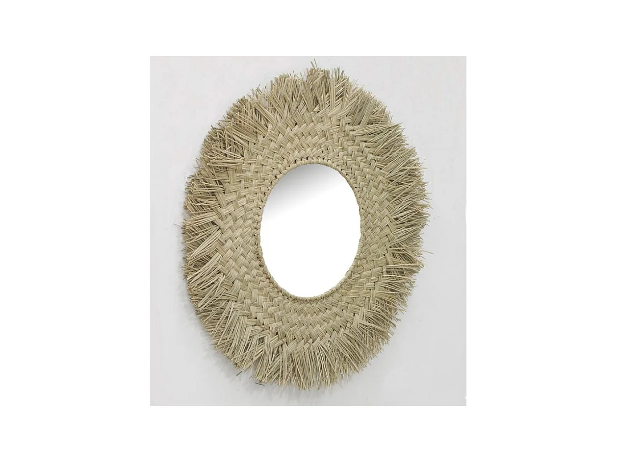 Miroir en jonc à franges