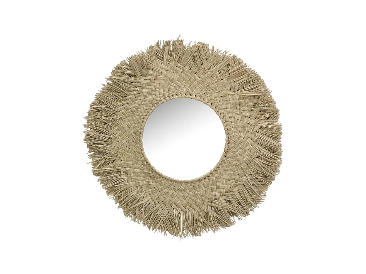 Miroir en jonc à franges