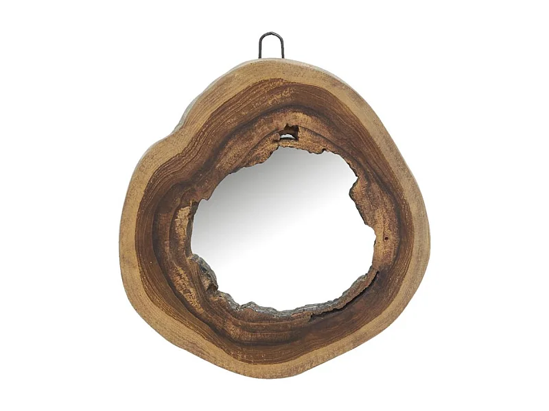 Miroir rond en teck naturel