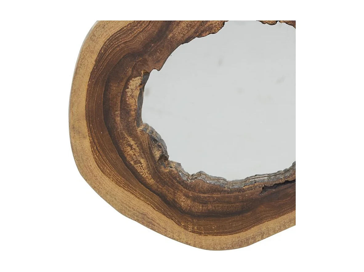 Miroir rond en teck naturel