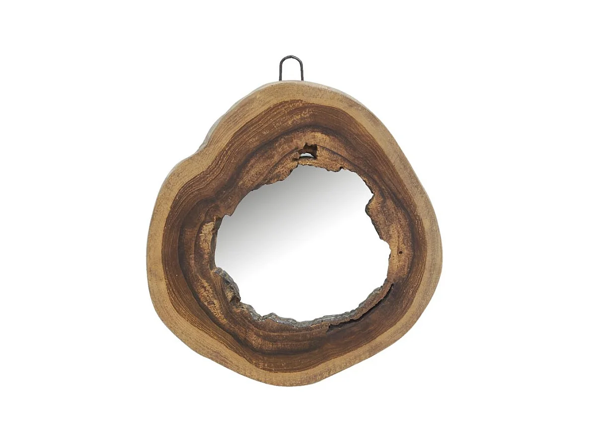 Miroir rond en teck naturel