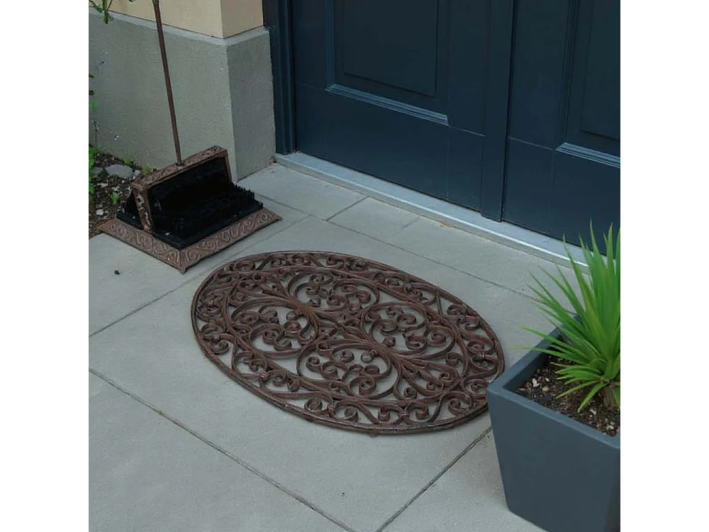 Gratte-pieds paillasson grille en fonte Ovale